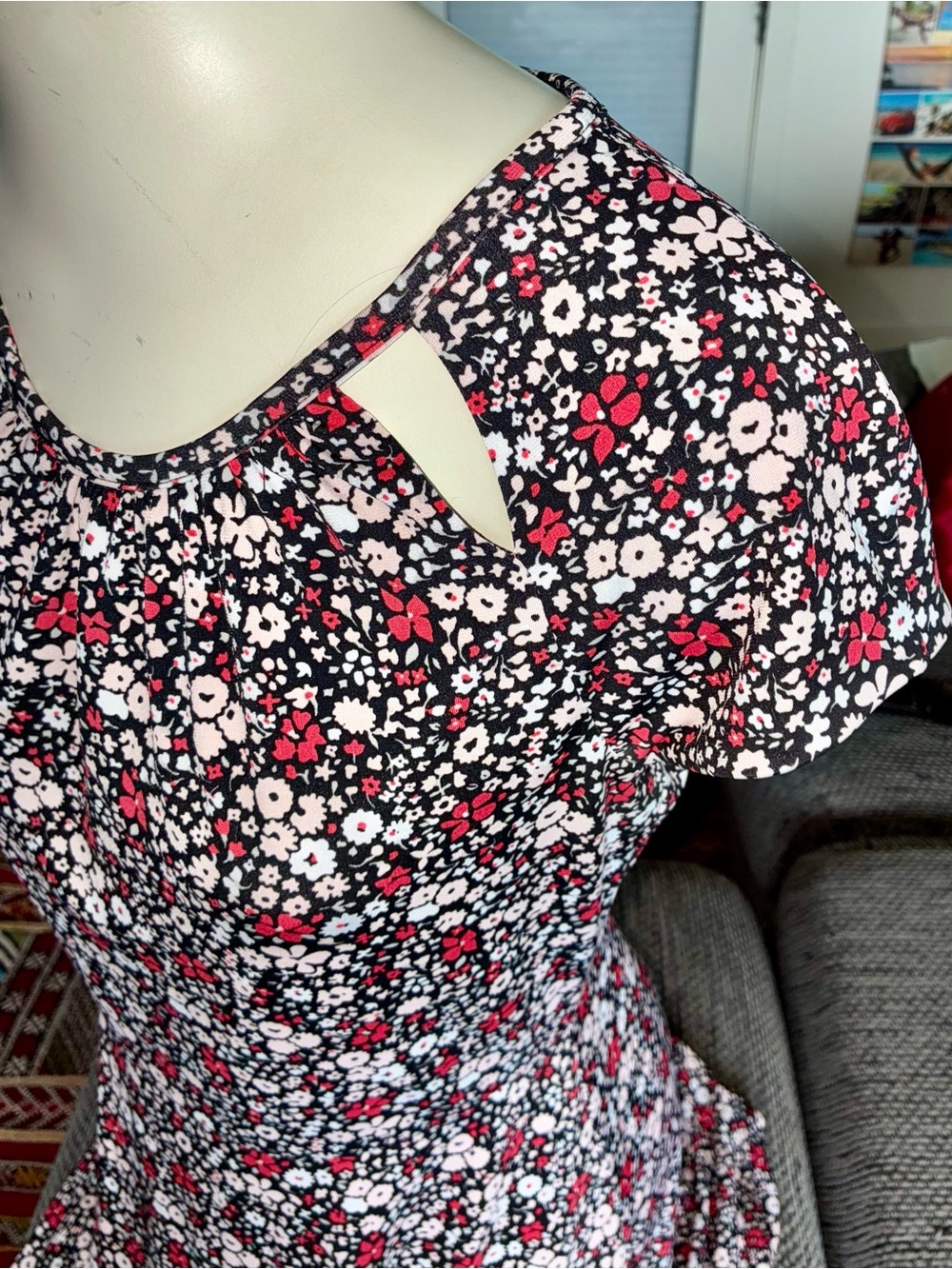 Michael Michael Kors Sht-slv Floral Print Knee-length Dress, Sz S - Picture 2 of 5